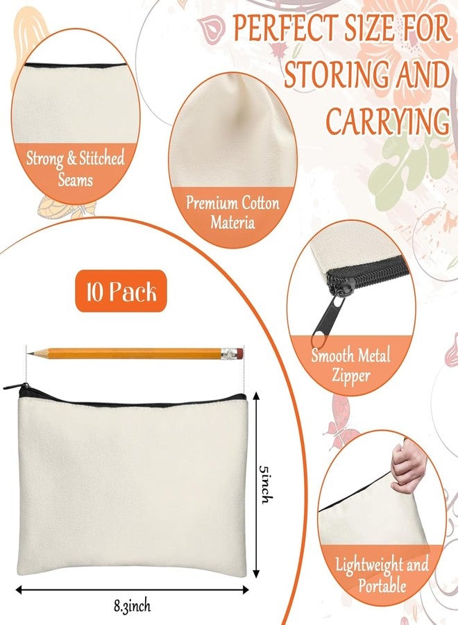 Nirvik Blank DIY Craft Bag Canvas Pen Case Blank Makeup Bags - Canvas Pencil Bag Cotton Canvas Cosmetic Bag Multi-Purpose Travel Cosmetic Bag (Pack of 10) - Image 2